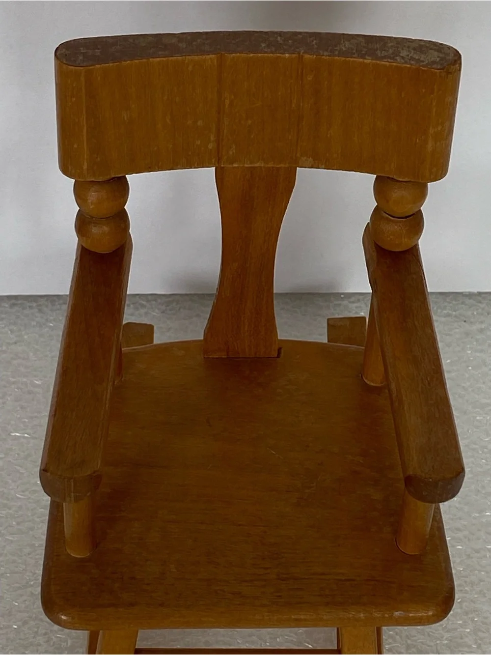 Vintage Strombecker Wooden T-Back Armed Rocking Chair Seat Doll House Furniture
